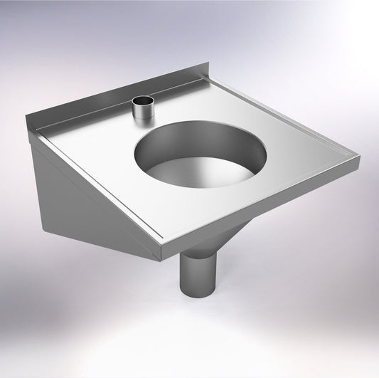 SS/HWM 600 x 600mm Top Inlet Disposal Hopper