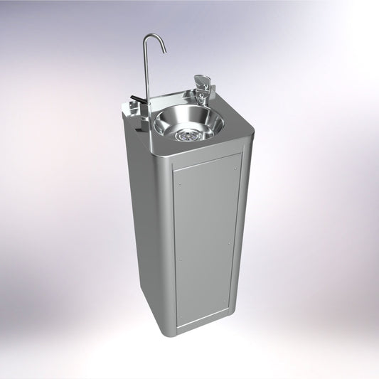 SS/6282-RUS-BCDF Floor Standing Drinking Fountain with Push Button Water Bubbler and Leve Action Cup/Bottle Filler