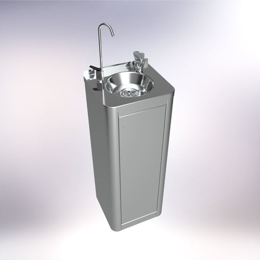 Floor Standing Drinking Fountain with Push Button Water Bubbler and Leve Action Cup/Bottle Filler