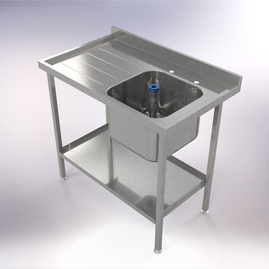 1000 x 600mm Single Bowl & Single Drainer Catering Sink
