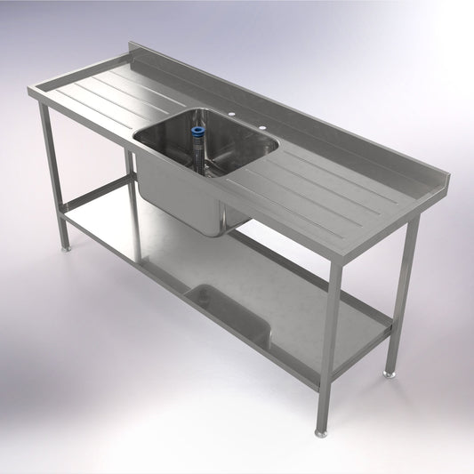 1800 x 600mm Single Bowl & Double Drainer Catering Sink