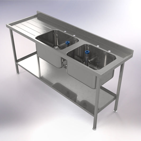 1800 x 600mm Double Bowl & Single Drainer Catering Sink