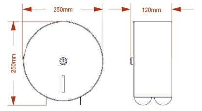 SS/PLJ40-MBS 250mm O/D Mini Jumbo Toilet Roll holder