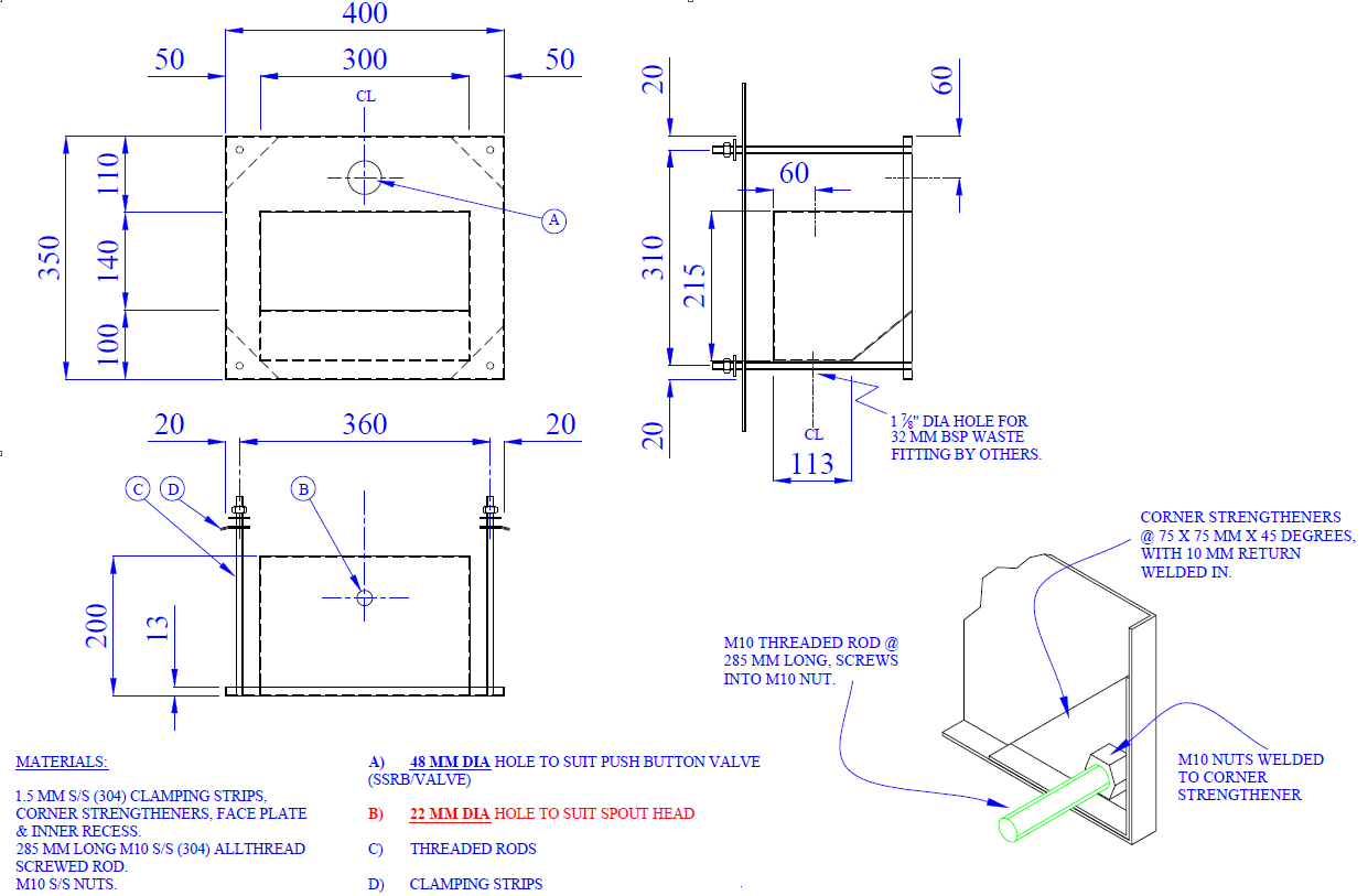 SS/RB Wall Recessed Hand Rinse Unit