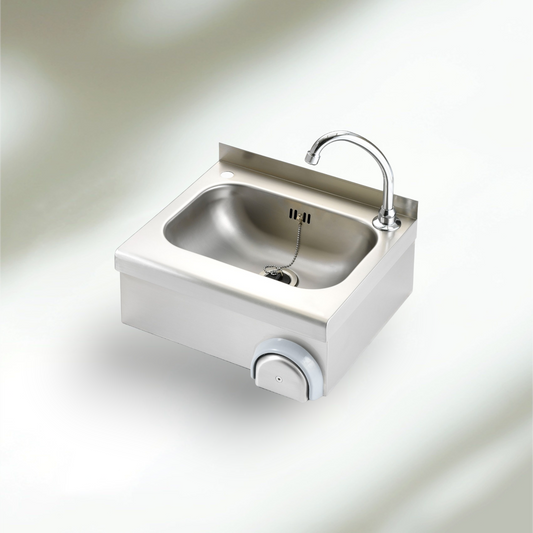 SS/WP30B Knee Operated Wall Mounted wash Basin 400mm X 340mm