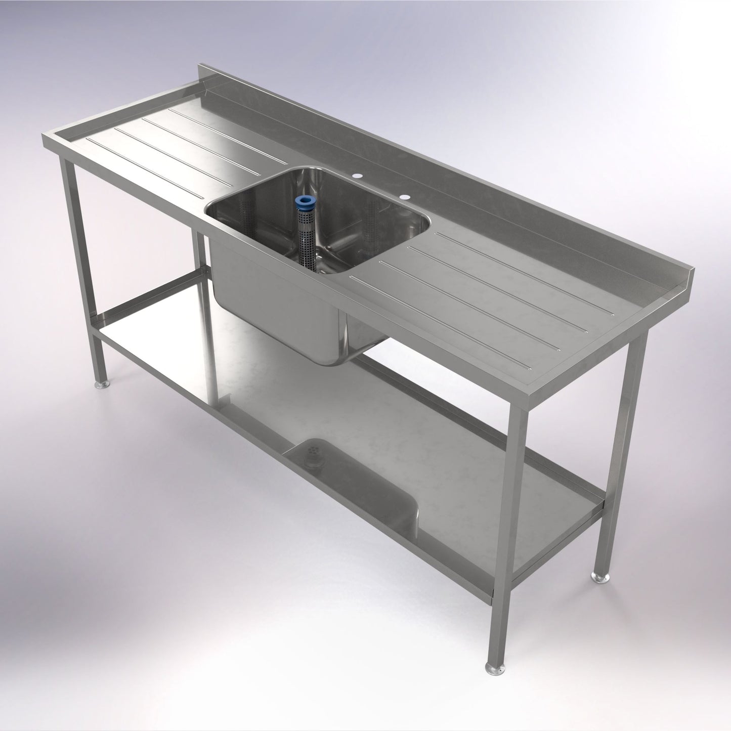 1500 x 600mm Single Bowl & Single or Double Drainer Catering Sink