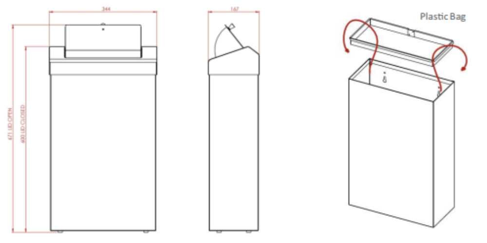 SS/PL72-MBS Sanitary Waste Bin - 30 litre